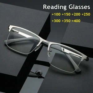 Mens Designer Reading Glasses Anti Blue Light Metal Readers +1.5 2.0 2.5 3.0 3.5 - Picture 1 of 14
