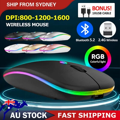 OZ Rechargeable Slim Wireless Mouse Bluetooth 5.2+ 2.4G Cordless For Laptop PC - image 1 of 4