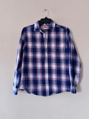 Wrangler牛仔裤 男孩红色/蓝色纽扣衬衫 XL 码 14-16 口袋,二手状况完好 — 第 1/4 张图片