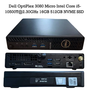 Dell OptiPlex 3080 Micro i5-10500T 16GB RAM 512GB NVMe SSD Win11 Pro - HDMI / Di - Picture 1 of 5