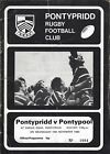 Pontypridd V Pontypool 19 Nov 1980 Sardis Road Rugby Programme