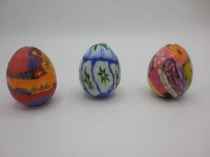 Lot of 3 Millefioiri Egg Candles Flower Colorful Candle 2" Unburned NEW - Picture 1 of 3