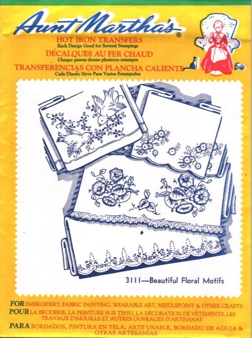 3111 Vintage Aunt Martha Embroidery Hot Iron Transfer Beautiful Floral Way UNCUT - Image 1 of 1