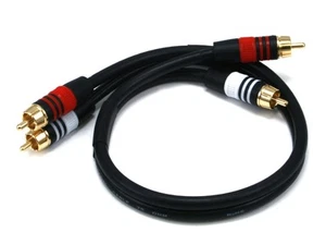 Monoprice 1.5ft Premium 2 RCA Plug/2 RCA Plug M/M 22AWG Cable - Black - Picture 1 of 2