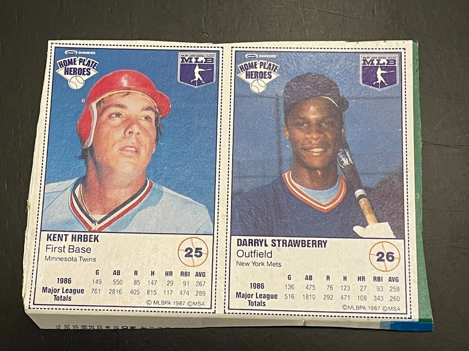 1987 Kraft Home Plate Heroes Полная Панель Кент Хрбек и Дэррил Клубника - Изображение 1 из 1