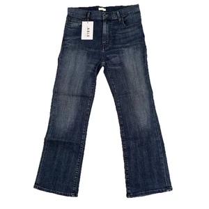 NWT Able Jeans 28 The Kick Med Dark Blue Susana Wash Slight Flare Crop Stretch - Picture 1 of 11