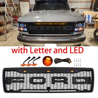 Rejilla para Ford F150 Bronco Grill 1992 1993 94 95 1996 rejilla de malla con LED + carta Foto 1 de 4