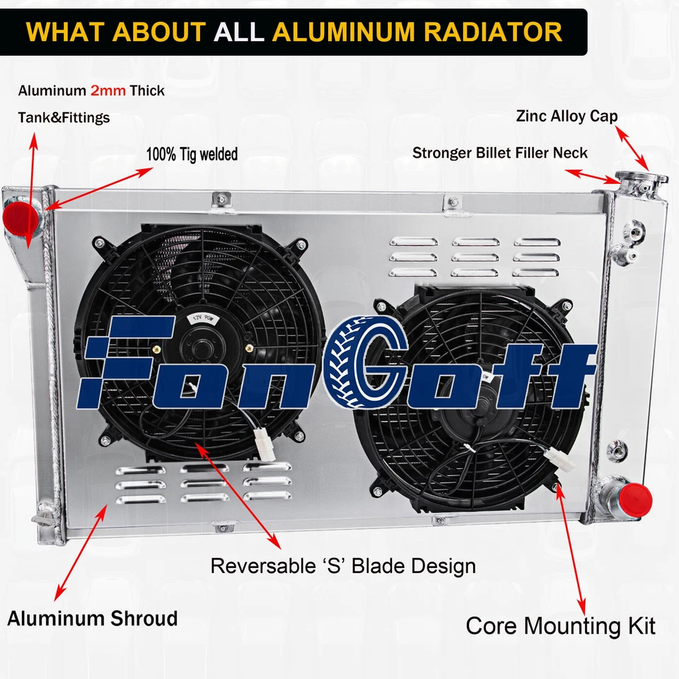 CC369 3 Row Radiator+Shroud Fan For 1967-1972 Chevy/GMC C/K 10/20/30 Pickup US Foto 1 de 4
