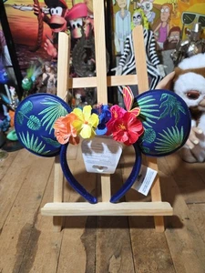 Disney Parks Tropical Tiki Aloha Flower Minnie Mickey Mouse Ears Headband NWT - Picture 1 of 2
