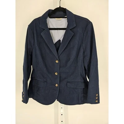 L.L. Bean Womens Sz XL Classic Navy Blue Blazer Jacket Academia Core Preppy - Image 1 of 4