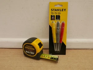 STANLEY FATMAX FMHT36091 8m/26' 32MM WIDE TAPE MEASURE + 3PCE NAIL PUNCH SET - Picture 1 of 3