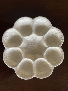 Vintage Oyster Plate Dish Artichoke Pattern 28cm diam light rough edge 3 scallop - Picture 1 of 5