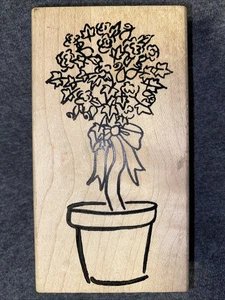 Vintage - Topiary Blumentopf Holz montiert Gummistempel - Bild 1 von 5