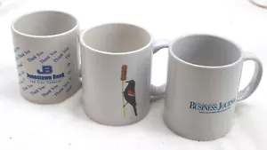 LOTE DE 3 TAZAS VERSA. TAZA ALA ROJA BLACKBIRD, JONESTOWN BANK, CTRL PENN BUSINESS JRNL - Imagen 1 de 9
