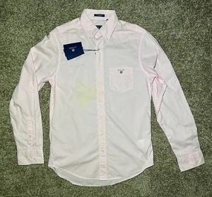 GANT Men’s Dress Shirt The Solid Poplin B/D Oxford Pink L/S Fitted Size M NWT - Picture 1 of 15