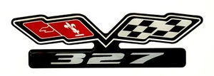 Chevy 327 (FLAGS) EMBLEM Super Sized BLACK - Foto 1 di 2