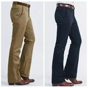 Da Uomo Bell Pantaloni 60s 70s Vintage a Zampa Formale Abito Slim Fit Spw - Foto 1 di 17