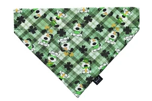 St. Patrick's Day over the collar dog bandana, green plaid Irish holiday bandana - Picture 1 of 8