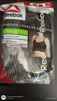Reebok Seamless Longline Bralette Sport2 Pack Women Large Grey Black Performance - Image 1 of 2