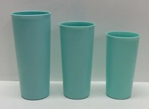 Set of 3 Tupperware Nesting Tumblers Aqua Cups 107-33 / 115-5 / 116-12 - Picture 1 of 6