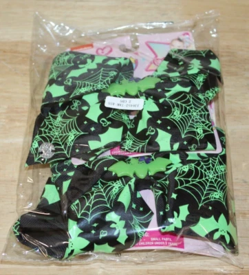 2 PACOTES DE ARCOS DE CABELO JOJO SIWA Halloween morcego brilho no escuro com clipe, verde/preto - Imagem 1 de 2