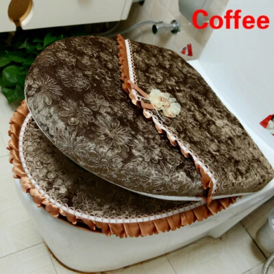 2x Toilette Sitzbezug Set Samt Matte Abdeckung Weich Wärmer Reißverschluss Bad - Bild 1 von 4