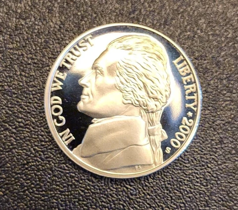 2000 S Proof JEFFERSON NICKEL - From a Proof Set - FREE SHIPPING Cover