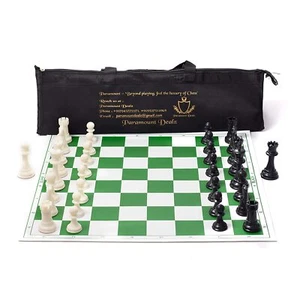 Juego de ajedrez de vinilo profesional de 17""x 17"" (estándares fieles) - con 2 reinas/carr adicionales - Imagen 1 de 8