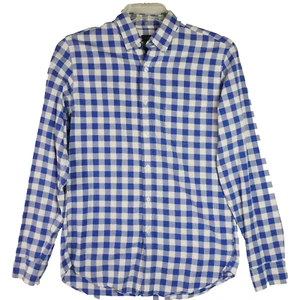 Camicia uomo J Crew Oxford taglia S blu e bianca a quadri con bottoni manica lunga - Foto 1 di 11