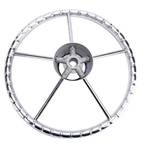 Boat Marine 13-1/2 inch 5 Spoke Stainless Steel Steering Wheel Amarine-made - Picture 1 of 9