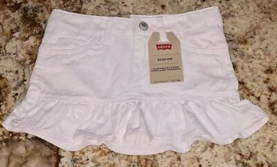 LEVI'S Alessandra Skooter Blanco Denim Skort Incorporado Nuevo Niñas Talla 4 6X Foto 1 de 4