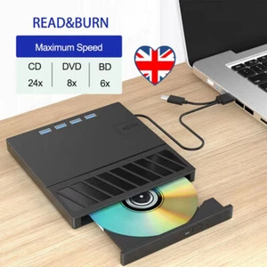 7 in 1 USB 3.0 Type C External CD DVD Optical Drive w/ SD/TF Port for Laptop PC - Picture 1 of 12