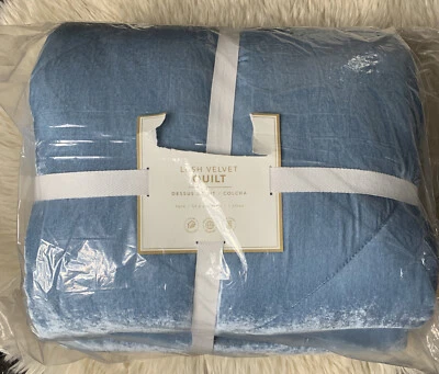 Pottery Barn Teen Lush Velvet Quilt Teal Blue Twin / Twin XL NEW - Image 1 of 3