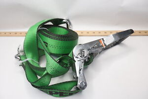 Keeper Ratchet Tie-Down with J-Hooks Chrome Green 30' x 2"