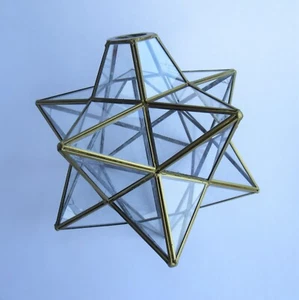 Retro Vintage Moroccan Moravian Star Lampshade (Brass Glass Ring Lighting 65263) - Picture 1 of 9