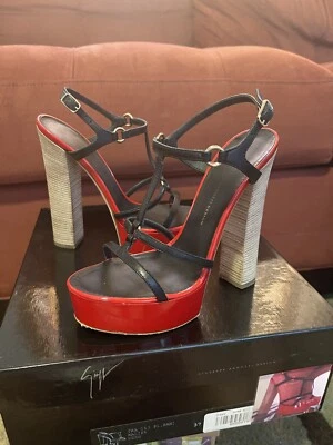 Usado en Excelente Condición Original $650 Giuseppe Zanotti Kalifa Plataforma Tirantes T Sandalias EE. UU. UE 37 Foto 1 de 4