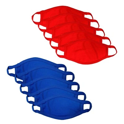 10 X Cotone Maschera Traspirante Riutilizzabile Lavabili 5 Blu 5 Rosso Misura - Immagine 1 di 4