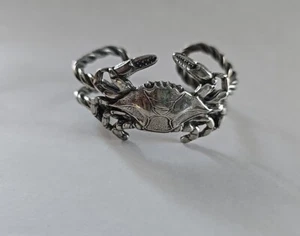 Crab Cuff Bracelet Twisted Silver Tone Pewter Marine Life 7" - Picture 1 of 10