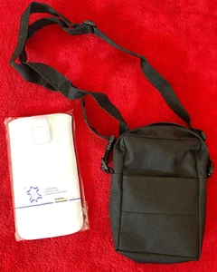 2tlg kleine Handy-Etui Taschen-Set: Schwarz Nylon 13x9x3cm - Weiß Leder 15x8cm - Bild 1 von 11