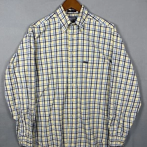 VTG Faconnable Mens Oxford Shirt Medium Windowpane Plaid Preppy Made in USA - Picture 1 of 10