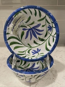 Set 4 MELAMINE Tommy Bahama 6x2.5” Bowls Tropical Blue RATTAN WOOD LOOK NEW - Picture 1 of 7