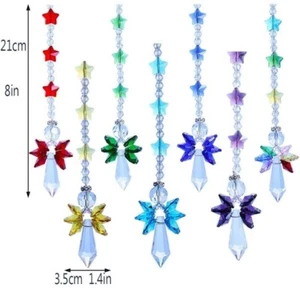 7Pcs Rainbow Guardian Angel Crystal Suncatcher for Home/Car Decoration & Porch D - Picture 1 of 2