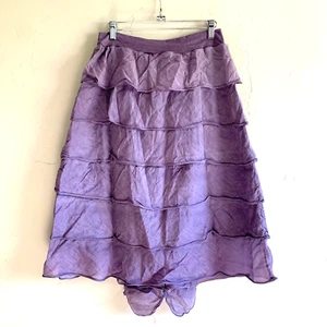 Saga women's ruffle silk cotton blend midi skirt gray size 2/M? - Picture 1 of 9