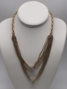 Necklace INC International Concepts Gold Tone Chain Clear Rhinestones Adjustable - Picture 1 of 10