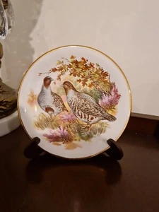 Vintage Porcelain Plate 2 Partridge Game Birds Gold Edge made in England 12 cm. - Picture 1 of 3