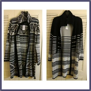 NWT SPENSE KNITS Women's Long Cardigan Sweater Stripe Aztec Sizes S-XXL - Picture 1 of 5