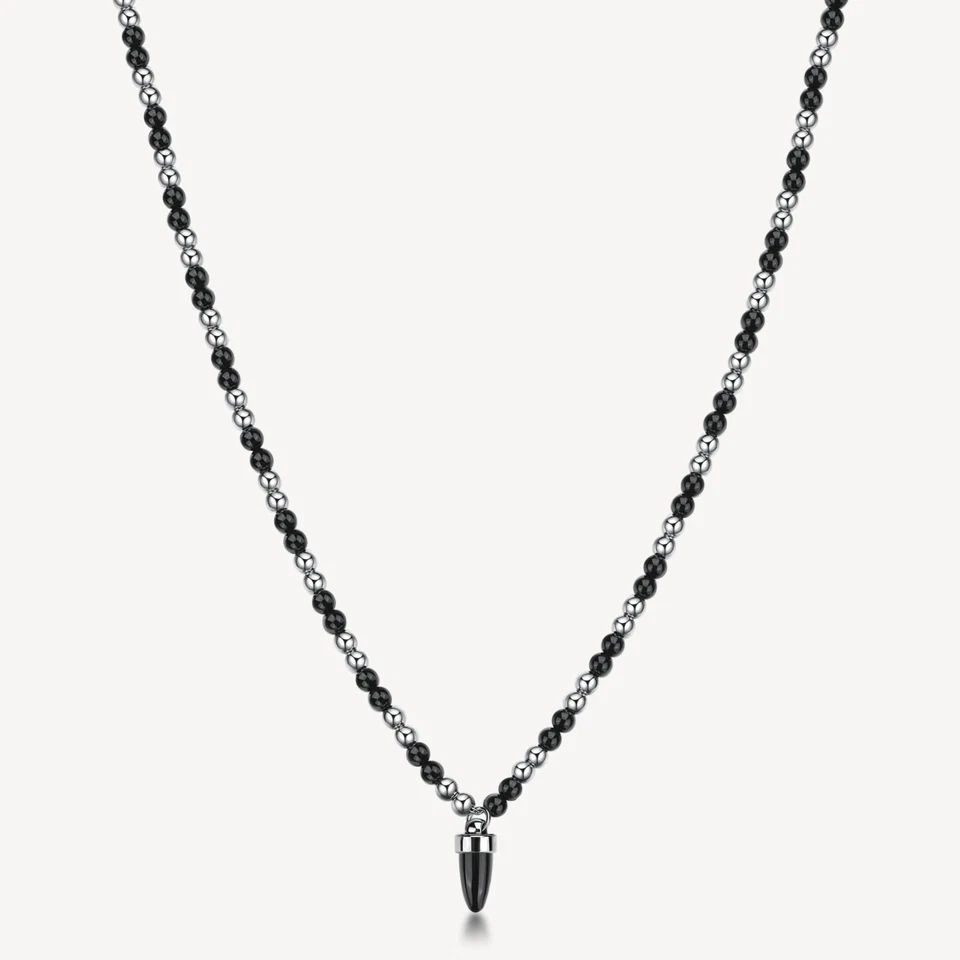 BROSWAY RIPTIDE COLLANA DA UOMO IN ACCIAIO CON ONICE NERA BTD001 (4741) - Immagine 1 di 4