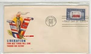 1943 WW2 Patriotic FDC OVERRUN COUNTRIES 909 POLAND STAEHLE VARIETY SINGLE - Picture 1 of 1