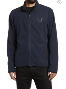 True Religion Mens Zip up Fleece Jacket Blue XL NWT $199 - Picture 1 of 4