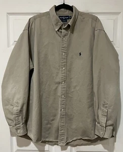 Polo Ralph Lauren Gr. XL Hemd Button Down khaki hellbraun Blake Langarm Logo gebraucht, in einwandfreiem Zustand - Bild 1 von 8